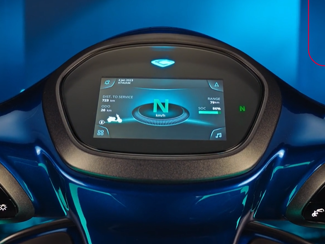 Bajaj Chetak Premium 2024 5-inch TFT screen